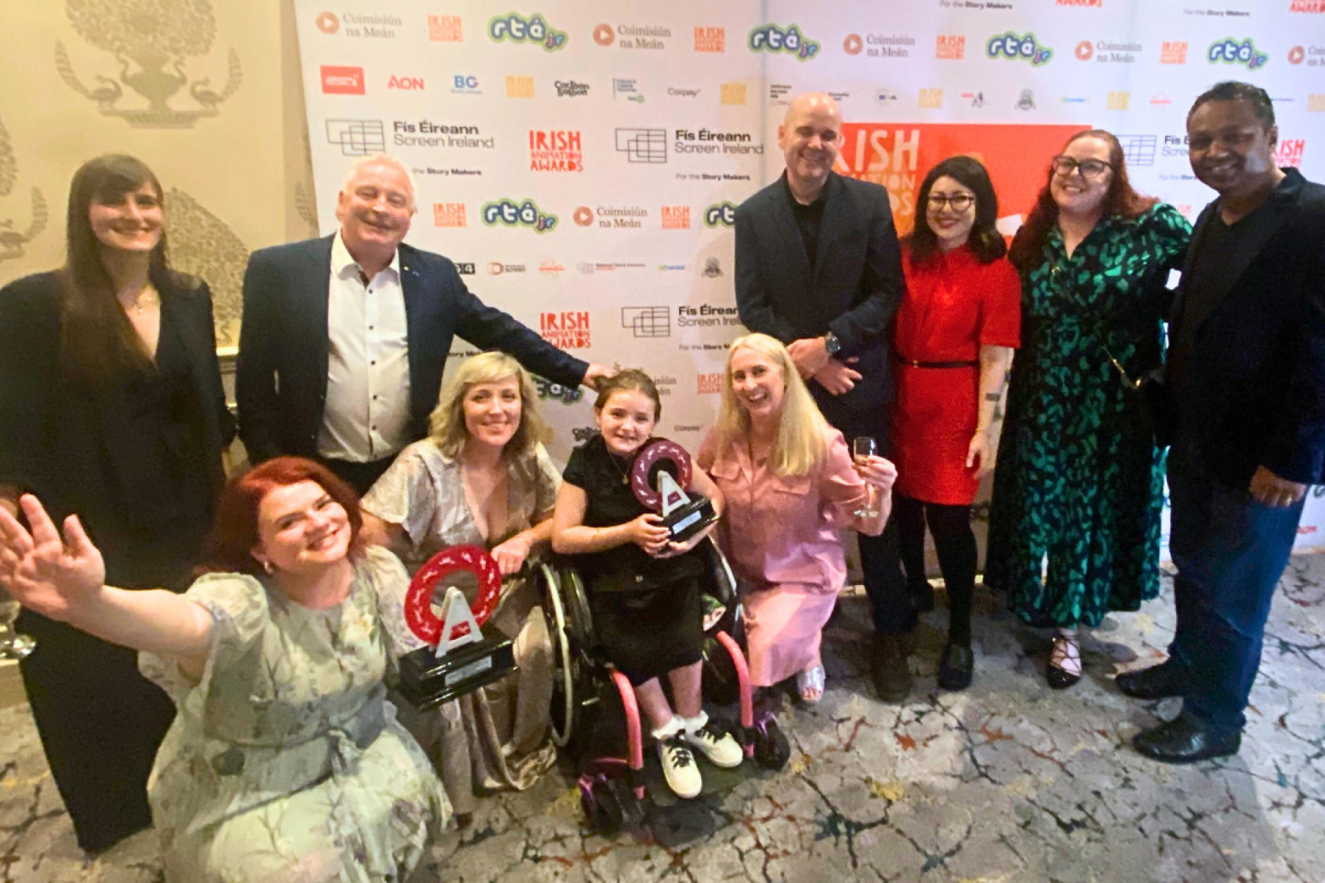 Irish Animation Awards 2025 Awards group shot of winners at ceremony