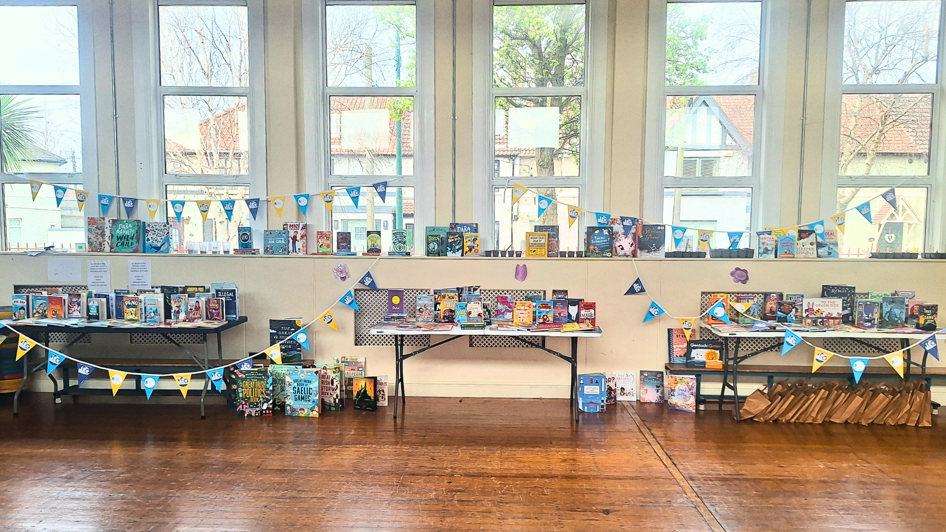 A colourful display of children's books 