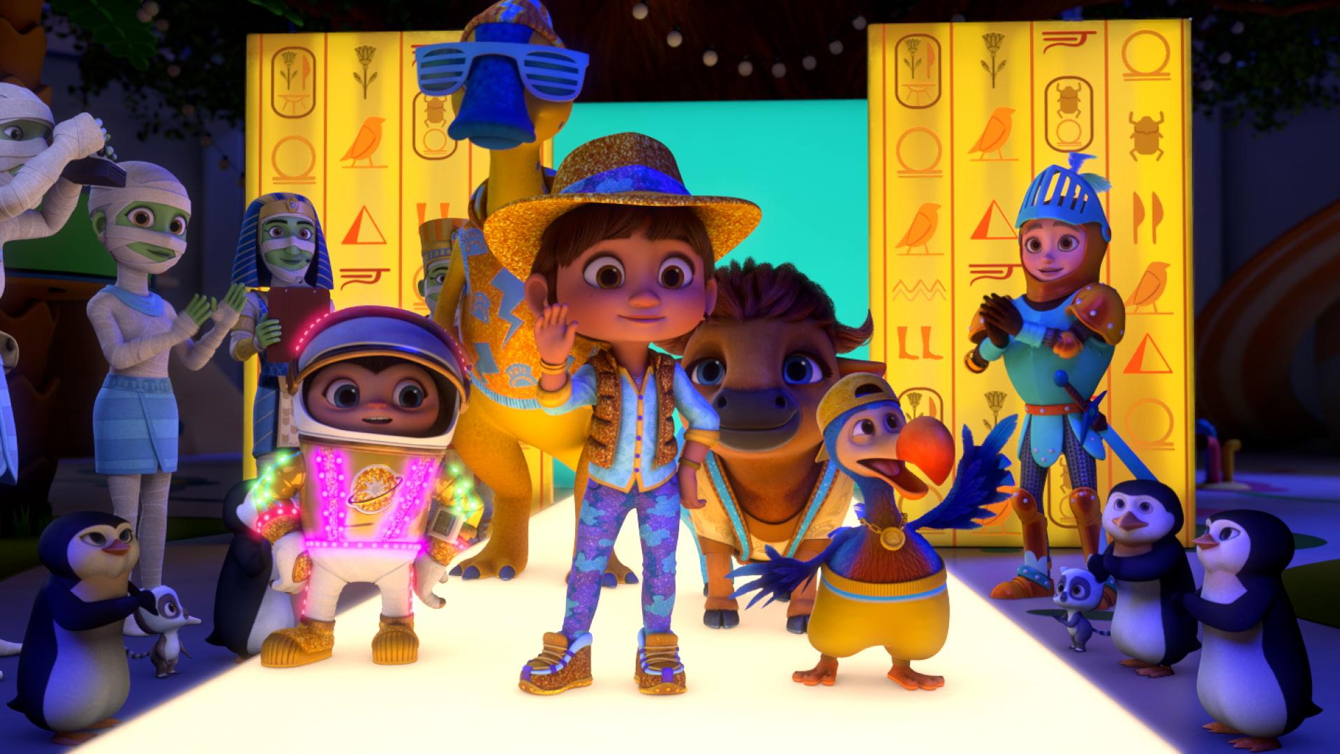 Ridley Jones and characters on a bright platform