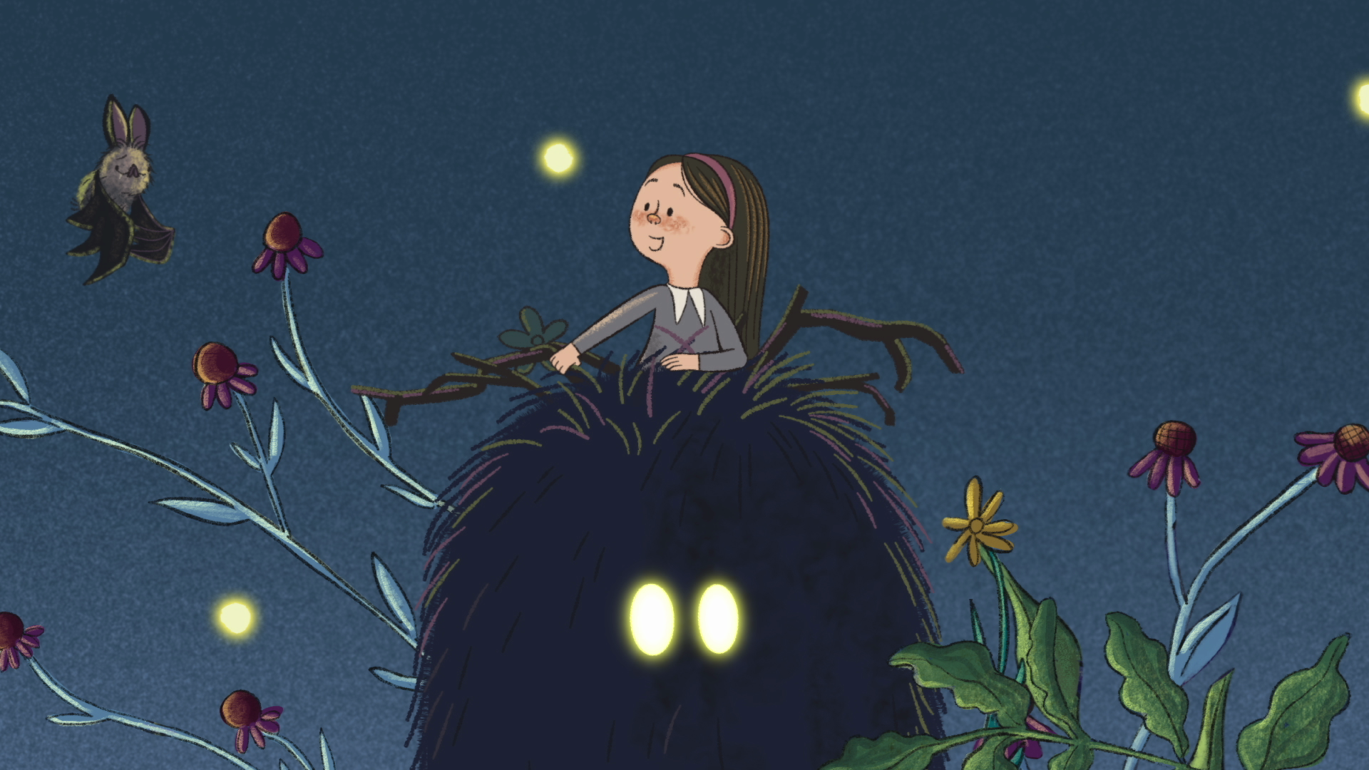 Millie Fleur Trailer Image - Millie on the head of a monster