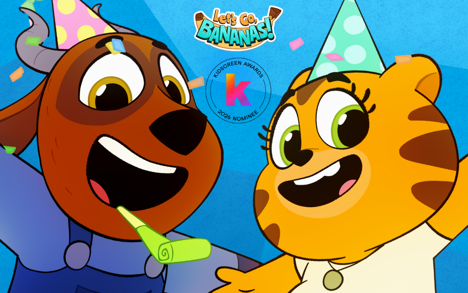 Let's Go, Bananas Characters with Kidscreen Nomination Logo