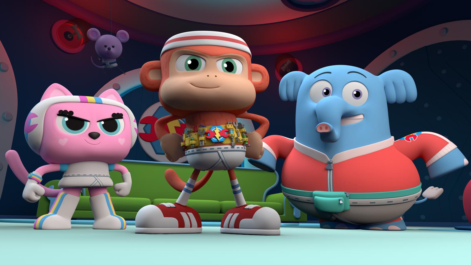 Chico Bon Bon and the Fix-It Force posing together