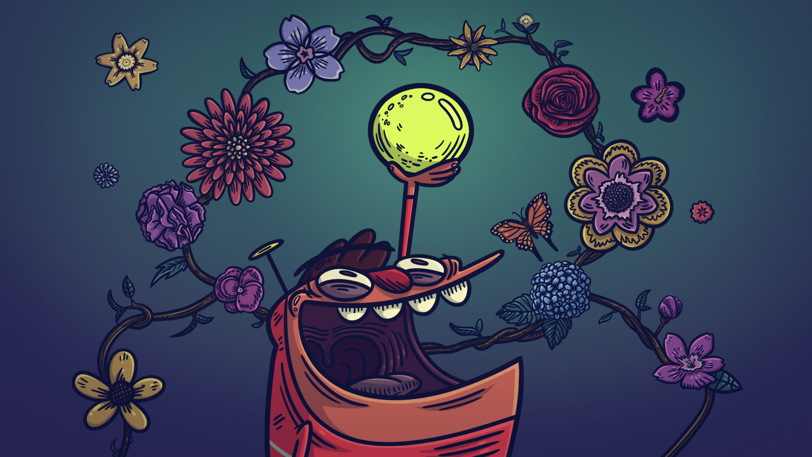 3 Amigonauts episodic still - three characters on teal background