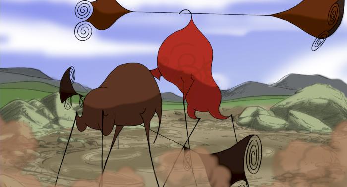 A still from the animated short film The Last Elk