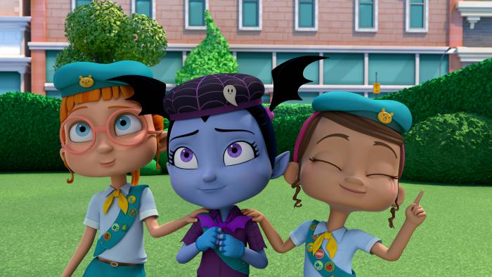 Vampirina, Bridget and Poppy dressed as girl scouts 