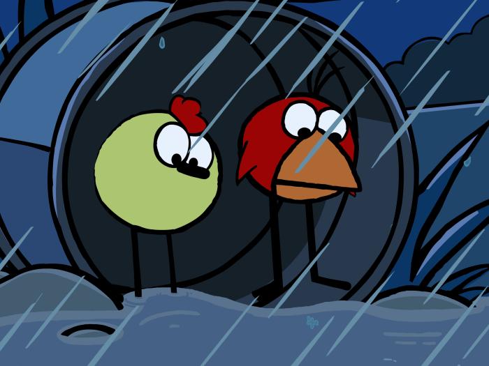 Peep and the Big Wide World - Episodic Still - Birds watching rain in a can.