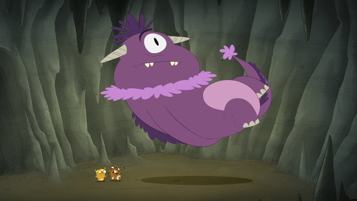 Numb Chucks - Episodic Still - Numb Chucks with giant purple monster.
