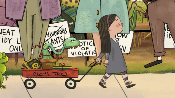 Millie Fleur Trailer Image - Millie with red wagon